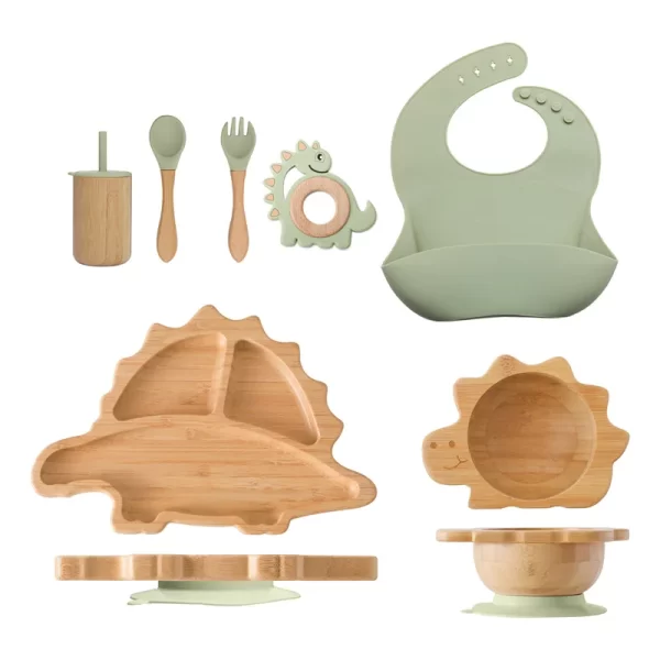 Bamboo Wooden Dinosaur Dinner Plate