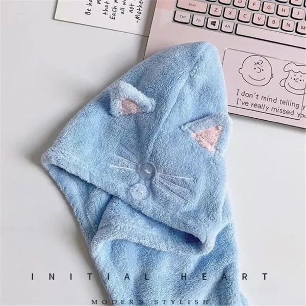 Cute Cat Microfiber Hair Towel - Image 10