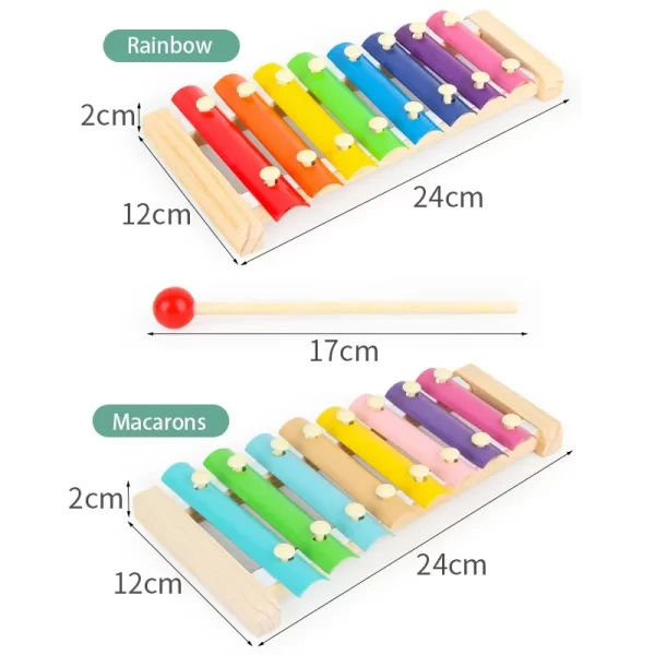 8 Tones Multicolor Xylophone Wood Musical Instrument - Image 6