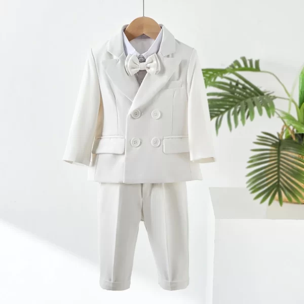 3pc White Formal Boy's Suit w/Suspenders