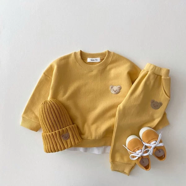 Toddler Tracksuit Cute Bear Embroidery Set