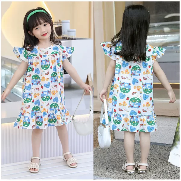 Girl's Flower Pattern Beach Dresses 100% Cotton - Image 5