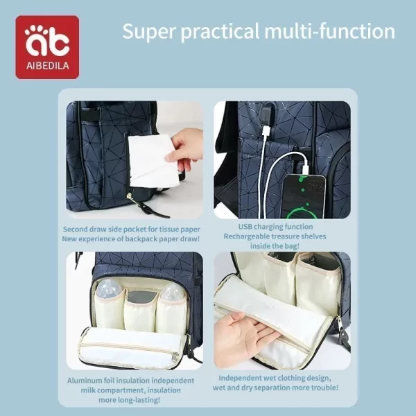 AIBEDILA Mommy Bag Waterproof Large Capacity Fashionable - Image 3