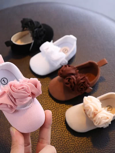 Lace Solid Color Princess Shoes Soft Sole Non-Slip