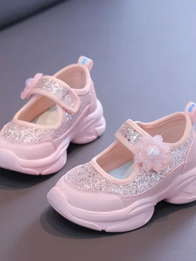 Fashion Flower Soft Sole Hook & Loop Girls' Casual Shoes