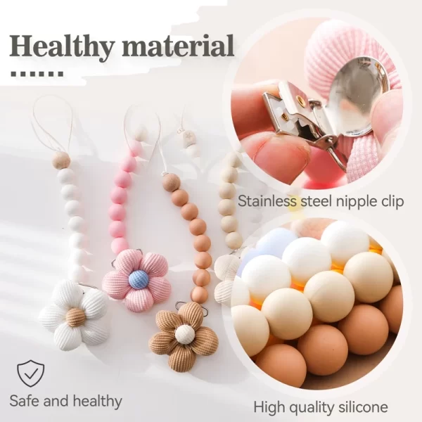 Baby Pacifier Flower Chain Beech Wood - Image 3