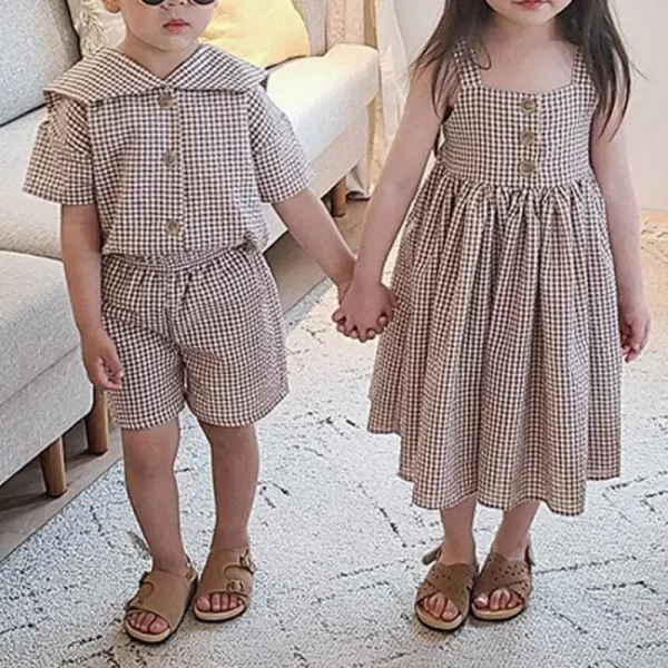Brother Sister Plaid Clothes Set