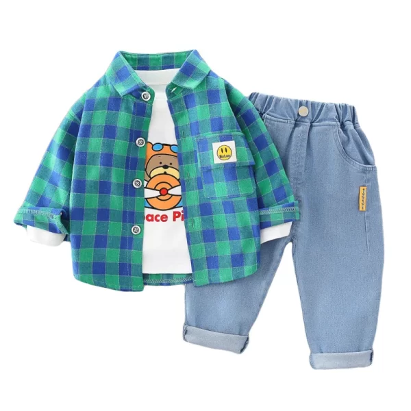 Boys Clothes Set 3 Pcs Set Plaid - Image 5