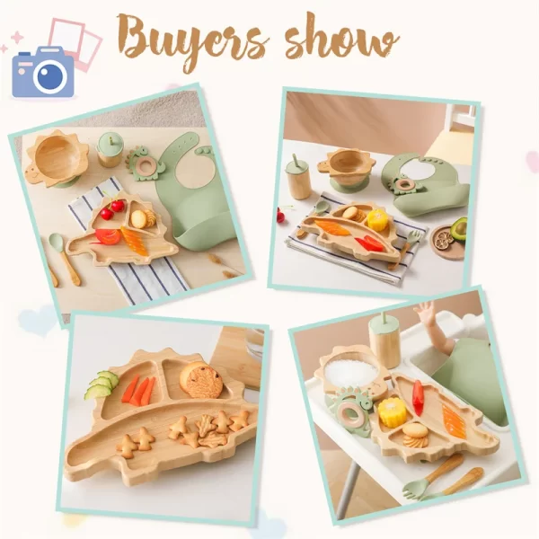 Bamboo Wooden Dinosaur Dinner Plate - Image 5