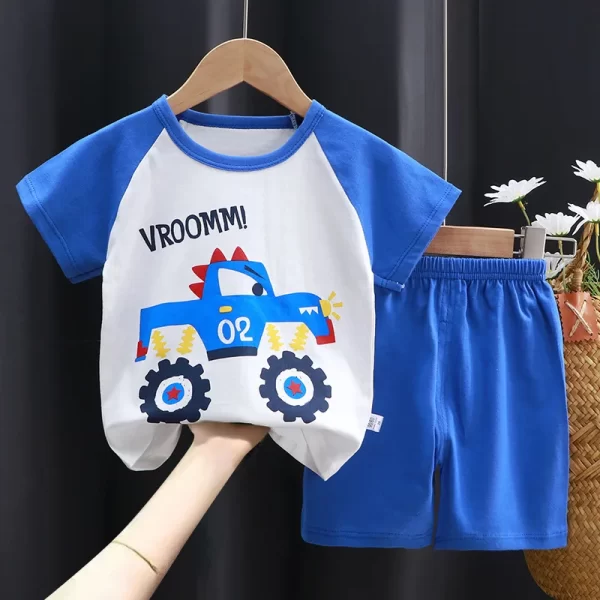 Cartoon T-shirt/Shorts Set Children's Cotton - Image 9