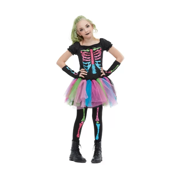 Halloween Colorful Skeleton Girl Dress/Skull Boy Costume - Image 8