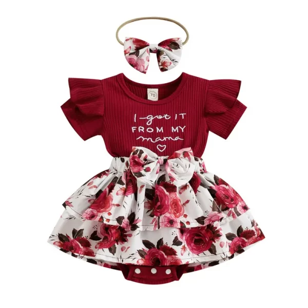 Newborn Baby Girls Bodysuit with Headband Summer Clothes