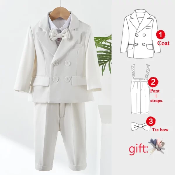 3pc White Formal Boy's Suit w/Suspenders - Image 8