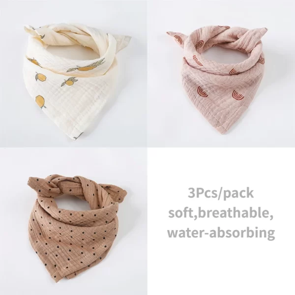 3Pcs Cotton Gauze  Bib/Towel - Image 9