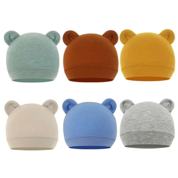 Unisex Infant Beanie Caps Warm Cotton Bear - Image 2
