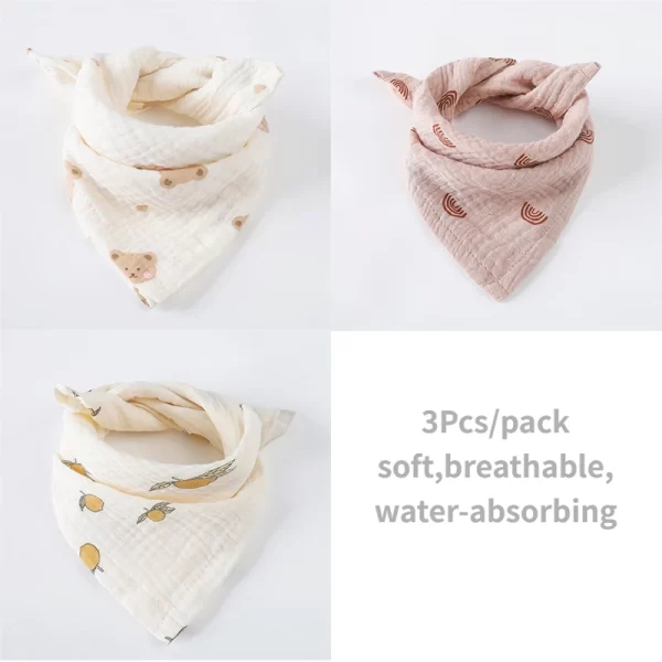 3Pcs Cotton Gauze  Bib/Towel - Image 8