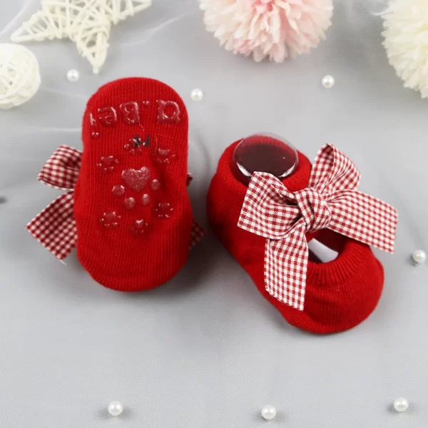 Cute Girl Princess Bow Socks Boat Red - Image 4