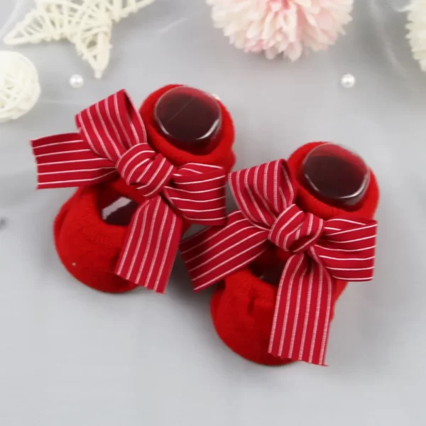 Cute Girl Princess Bow Socks Boat Red - Image 7