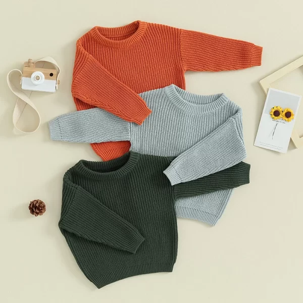 Autumn Sweaters,  Kids Knit Long Sleeve Sweater,  Solid Color