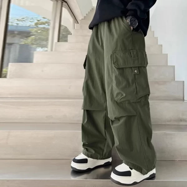 Boys Cargo Pants Children Spring Casual Trousers Children Autumn Straight Loose Pants Teenager Solid Color Wide-leg Clothing - Image 6