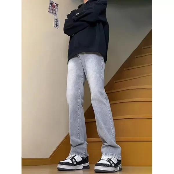 Boys' Pants High Waist Jeans for Spring and Autumn, Straight leg Micro-flare Pants Top - Image 2
