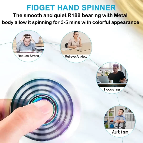 Rainbow Fidget Spinner  Metal UFO Small Handheld  Finger Spinners - Image 2