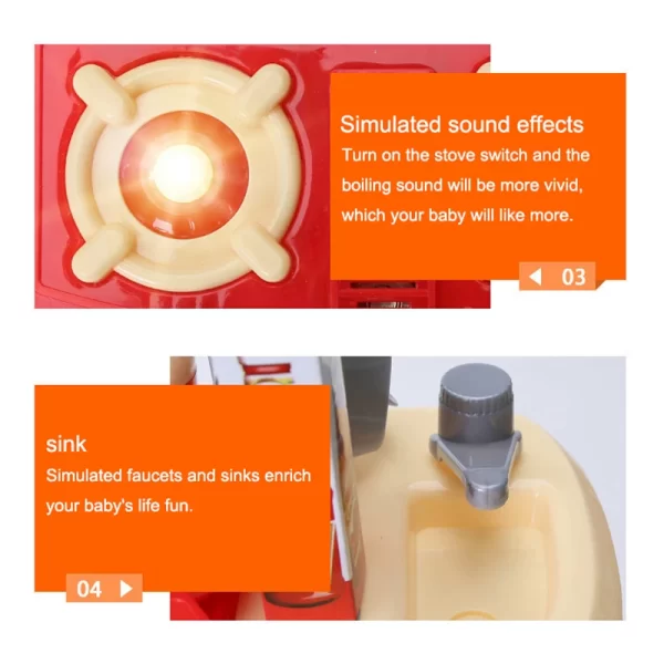 Pretend Food Kitchen Toys for Kids Ages 3-8, Accessories W/Real Sounds Light, for Boys, Girls - Image 4