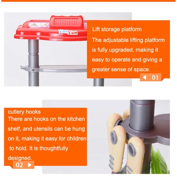Pretend Food Kitchen Toys for Kids Ages 3-8, Accessories W/Real Sounds Light, for Boys, Girls - Image 3