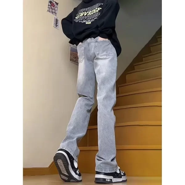Boys' Pants High Waist Jeans for Spring and Autumn, Straight leg Micro-flare Pants Top - Image 3