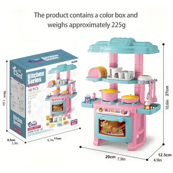 Mini Kitchen Counter Play Set DIY Simulated Cooking Food Tableware Play House - Image 5