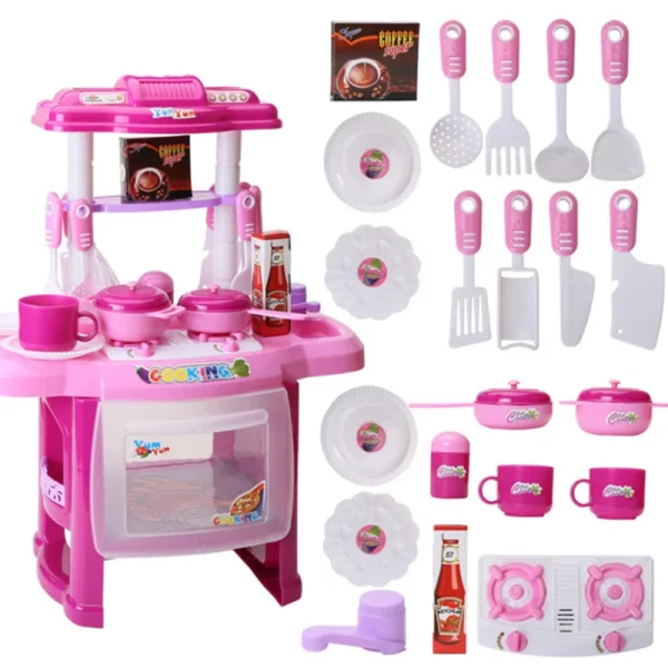 Pretend Food Kitchen Toys for Kids Ages 3-8, Accessories W/Real Sounds Light, for Boys, Girls