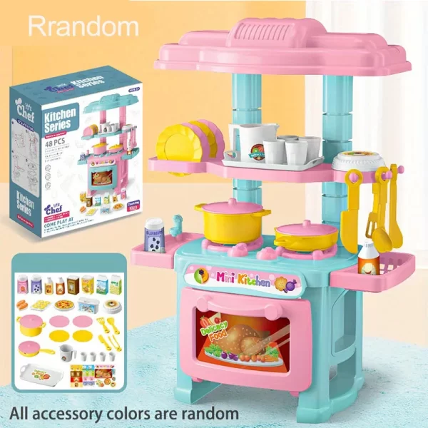 Mini Kitchen Counter Play Set DIY Simulated Cooking Food Tableware Play House - Image 7