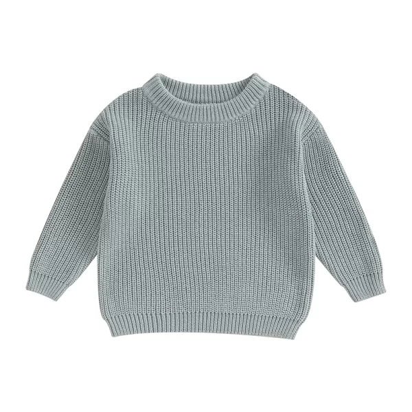 Autumn Sweaters,  Kids Knit Long Sleeve Sweater,  Solid Color - Image 2