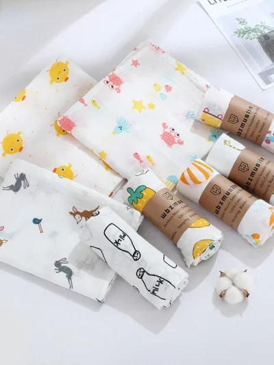 Baby Bath Towel  Blanket Wrap for Newborn Infant Toddler Boys Girls Gauze Cotton
