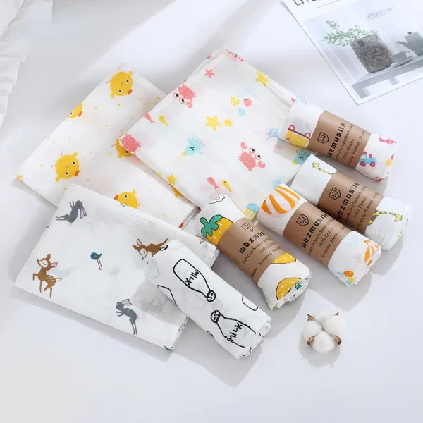 Baby Bath Towel  Blanket Wrap for Newborn Infant Toddler Boys Girls Gauze Cotton
