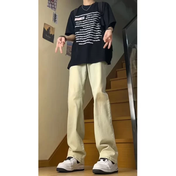 Boys' Pants High Waist Jeans for Spring and Autumn, Straight leg Micro-flare Pants Top - Image 5