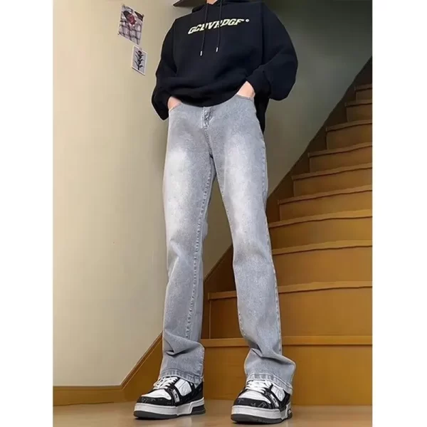 Boys' Pants High Waist Jeans for Spring and Autumn, Straight leg Micro-flare Pants Top