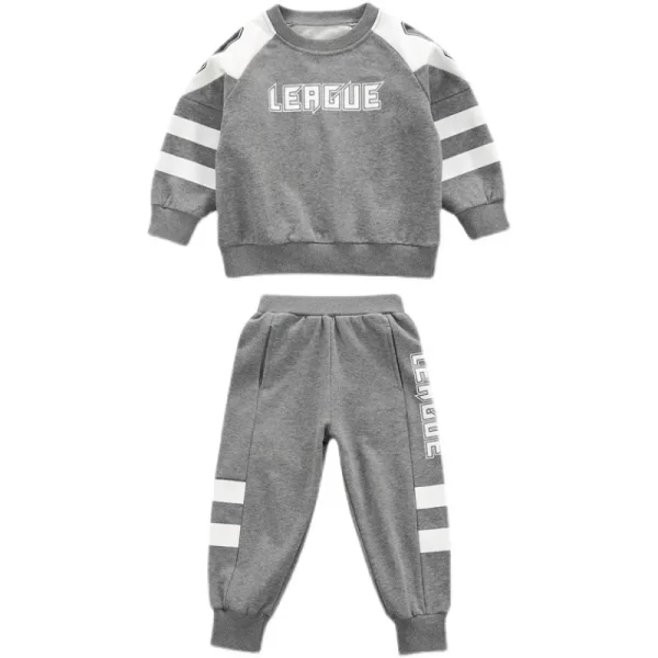 Boys Contrast Alphabet Sweatshirt+Sweatpant School Kids 2PCS Tracksuit Child Jogger Outfit Student Active Workout Set 3-14 Yr - Image 5