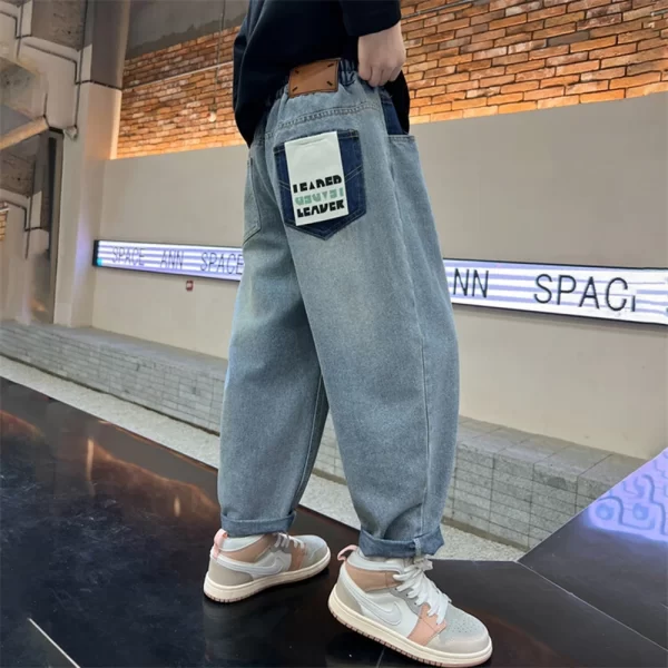 Boy Jeans For Teenage Casual Style Letter Pattern Loose Pants For Children Toddler Kids Clothes 4 6 8 9 10 11 12 13 14 Years - Image 7