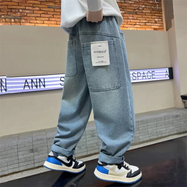 Boy Jeans For Teenage Casual Style Letter Pattern Loose Pants For Children Toddler Kids Clothes 4 6 8 9 10 11 12 13 14 Years - Image 14