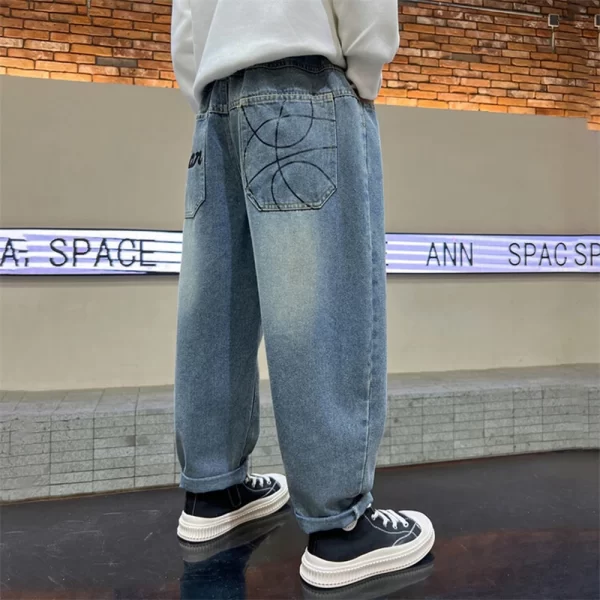 Boy Jeans For Teenage Casual Style Letter Pattern Loose Pants For Children Toddler Kids Clothes 4 6 8 9 10 11 12 13 14 Years - Image 13