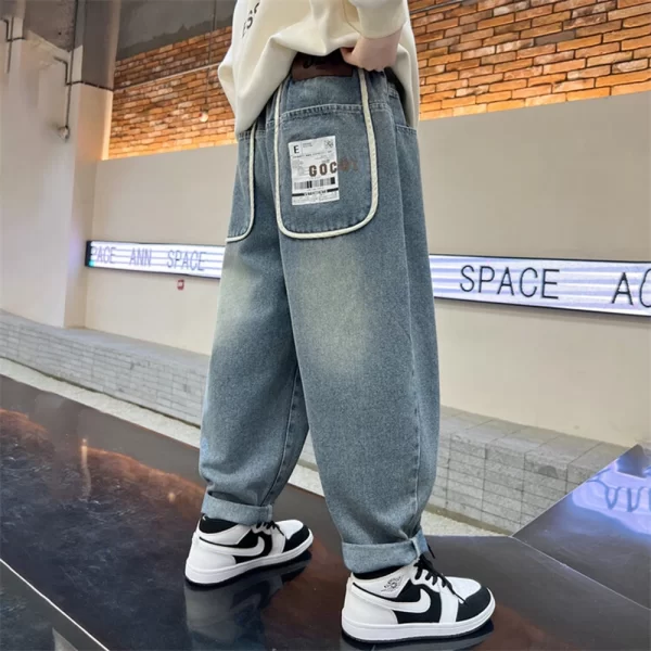 Boy Jeans For Teenage Casual Style Letter Pattern Loose Pants For Children Toddler Kids Clothes 4 6 8 9 10 11 12 13 14 Years - Image 12