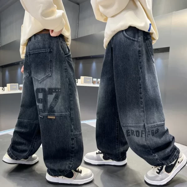 Boy Jeans For Teenage Casual Style Letter Pattern Loose Pants For Children Toddler Kids Clothes 4 6 8 9 10 11 12 13 14 Years - Image 10