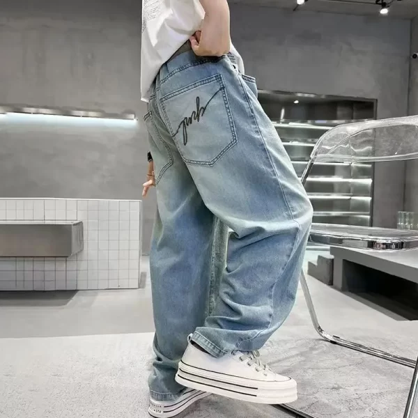Autumn Toddler Kids Boys Jeans 2025 Versatile Casual Letter Print 4-8Y Boy Demin Pant Mid Waist Simple Little Boy Loose Pant - Image 4