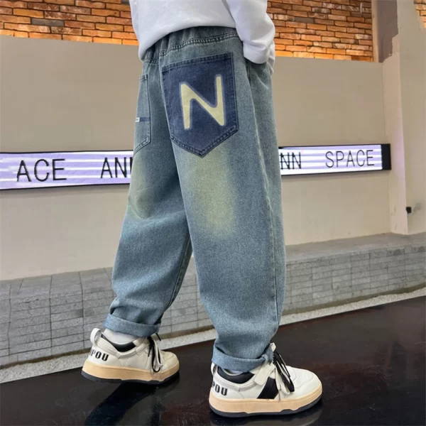 Boy Jeans For Teenage Casual Style Letter Pattern Loose Pants For Children Toddler Kids Clothes 4 6 8 9 10 11 12 13 14 Years - Image 11