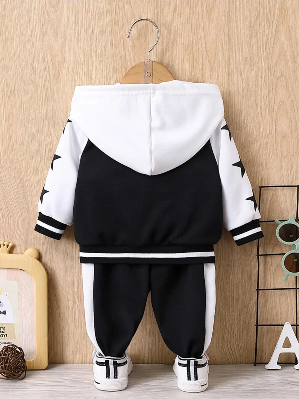 Baby Boy Girl Fashion Cool Outfit Long Sleeve Hooded Baseball Jacket with Sweatpants Casual Sports Set for Daily School Wear - Image 3