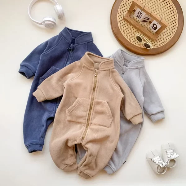 Baby Boy Clothes Girl Rompers Newborn Infant Baby Clothing Soft Warm Fleece Jumpsuit Playsuit Autumn Toddler Outwear - Image 3