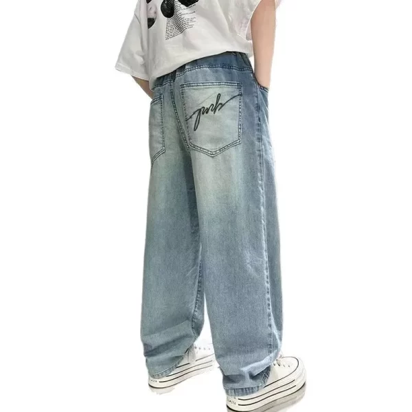 Autumn Toddler Kids Boys Jeans 2025 Versatile Casual Letter Print 4-8Y Boy Demin Pant Mid Waist Simple Little Boy Loose Pant - Image 5