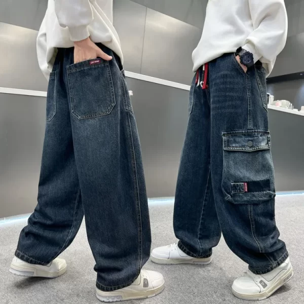 Boy Jeans For Teenage Casual Style Letter Pattern Loose Pants For Children Toddler Kids Clothes 4 6 8 9 10 11 12 13 14 Years - Image 15