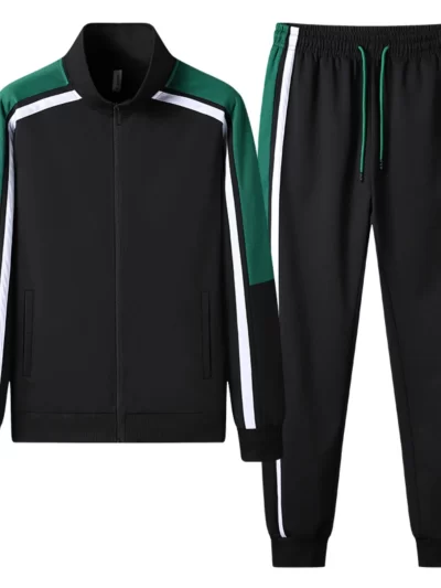 Casual Sportswear Set for Young Men Long Sleeve Jacket And Trousers Polyester Fiber Autumn Season